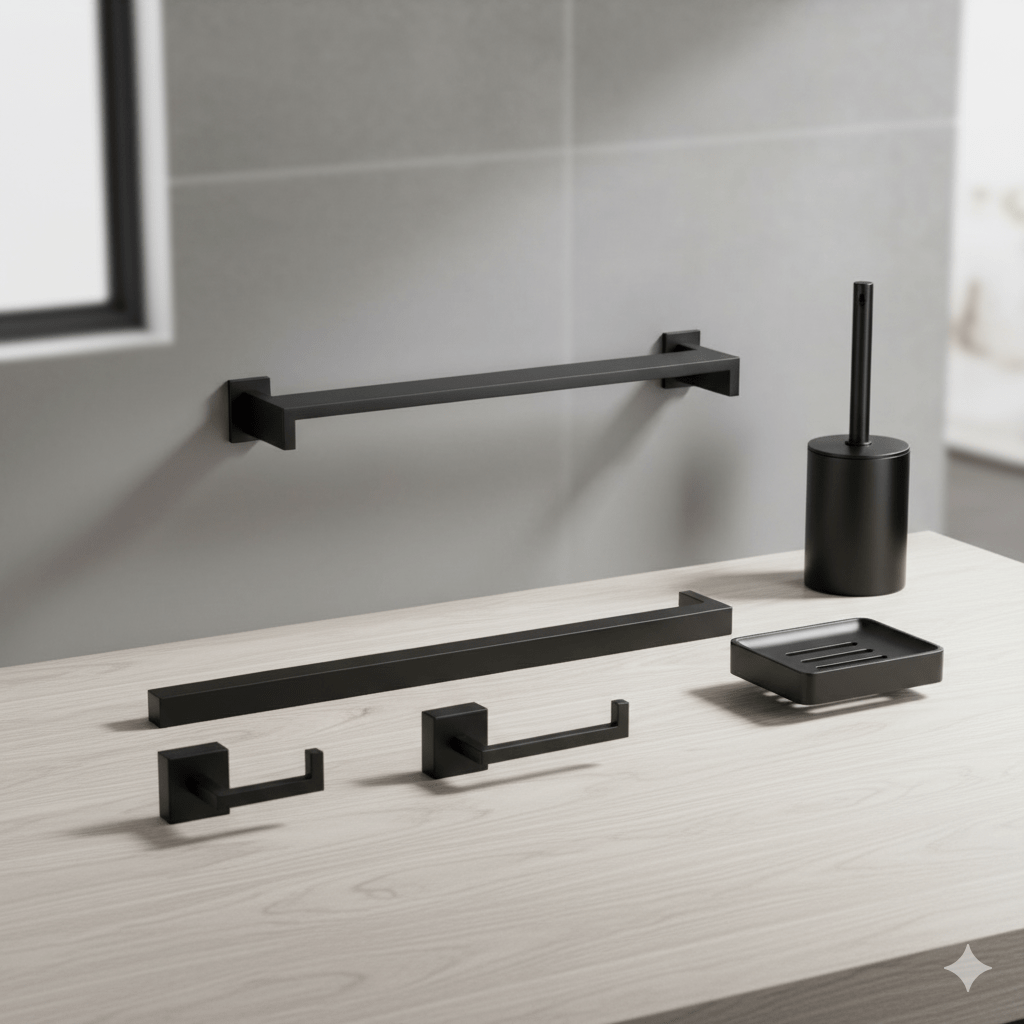 Matt Black Bathroom Hardware & Accessory Kit