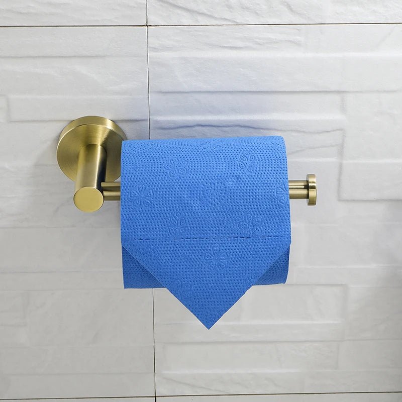 Gold Brushed Bathroom Hardware Set – Wall-Mounted Holders & Accessories