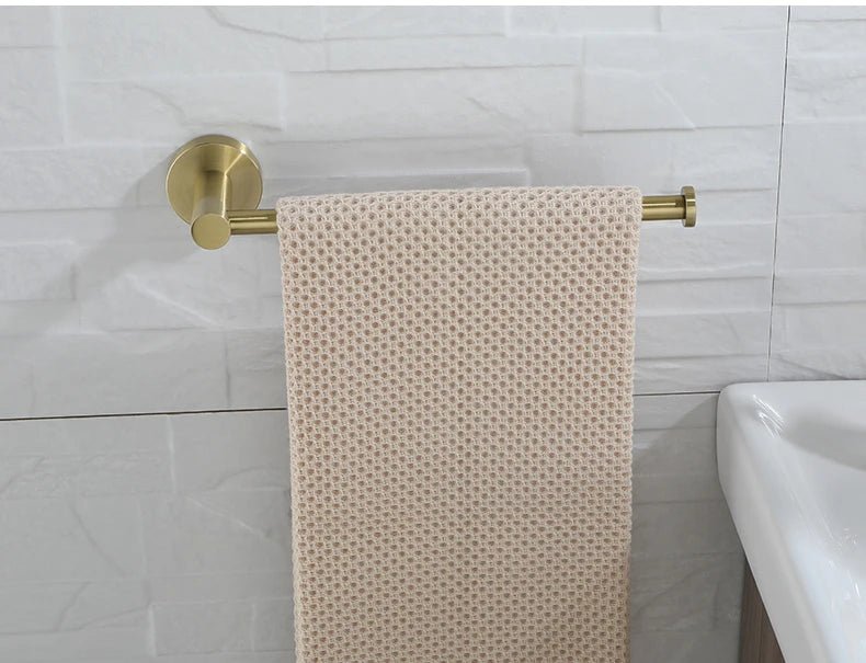 Gold Brushed Bathroom Hardware Set – Wall-Mounted Holders & Accessories