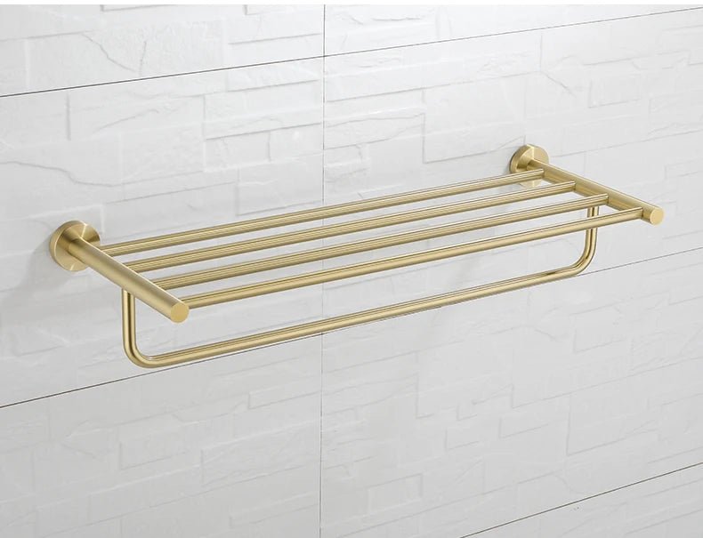 Gold Brushed Bathroom Hardware Set – Wall-Mounted Holders & Accessories