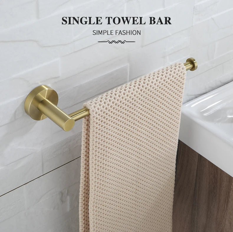 Gold Brushed Bathroom Hardware Set – Wall-Mounted Holders & Accessories