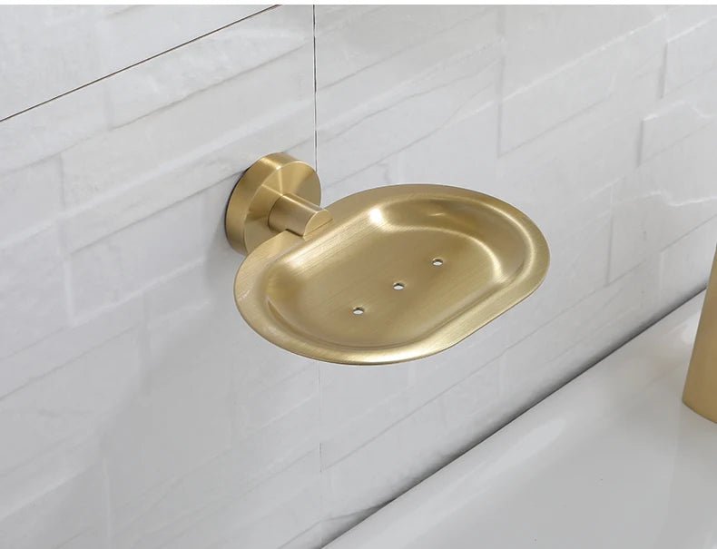 Gold Brushed Bathroom Hardware Set – Wall-Mounted Holders & Accessories