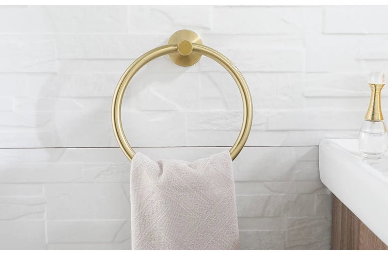 Gold Brushed Bathroom Hardware Set – Wall-Mounted Holders & Accessories