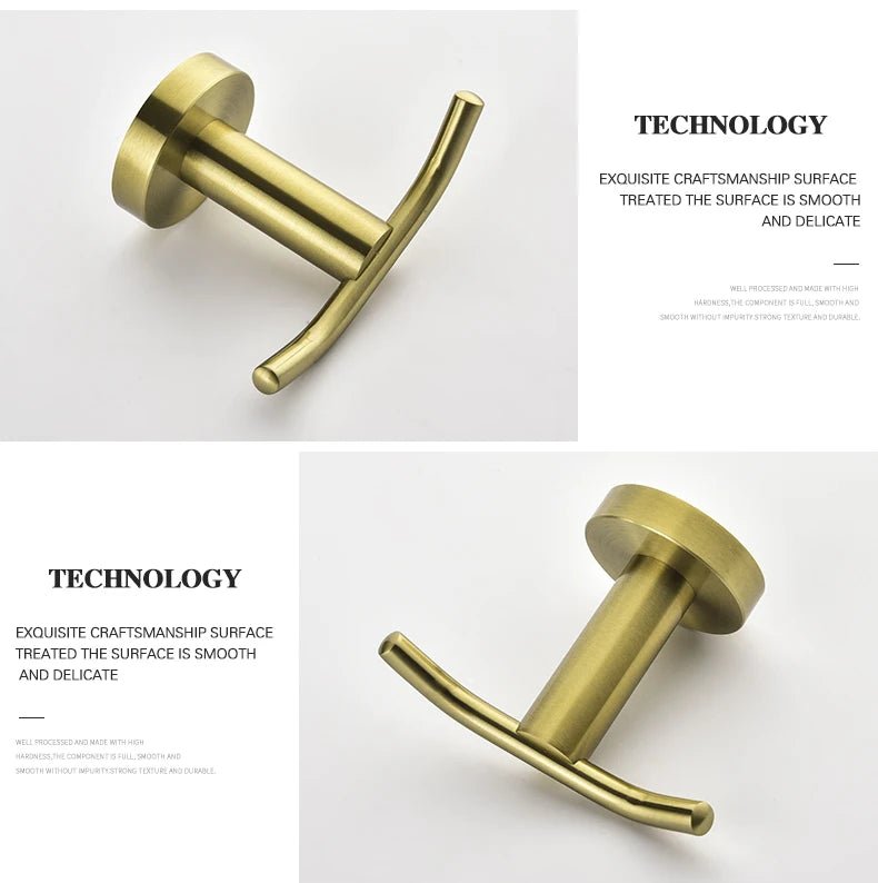 Gold Brushed Bathroom Hardware Set – Wall-Mounted Holders & Accessories