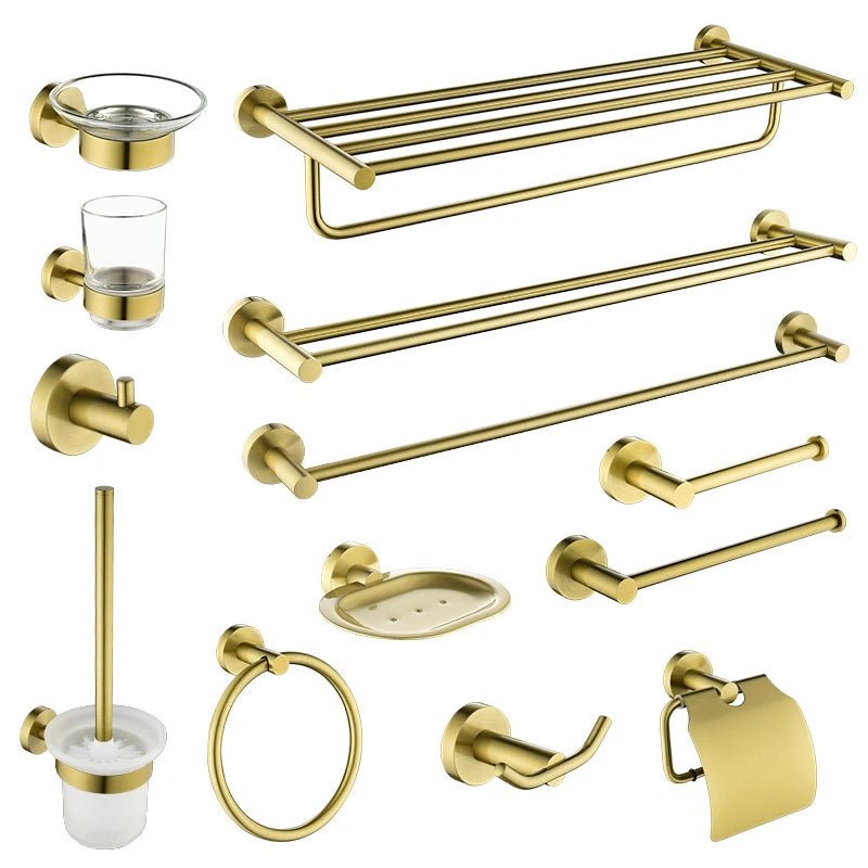 Gold Brushed Bathroom Hardware Set – Wall-Mounted Holders & Accessories