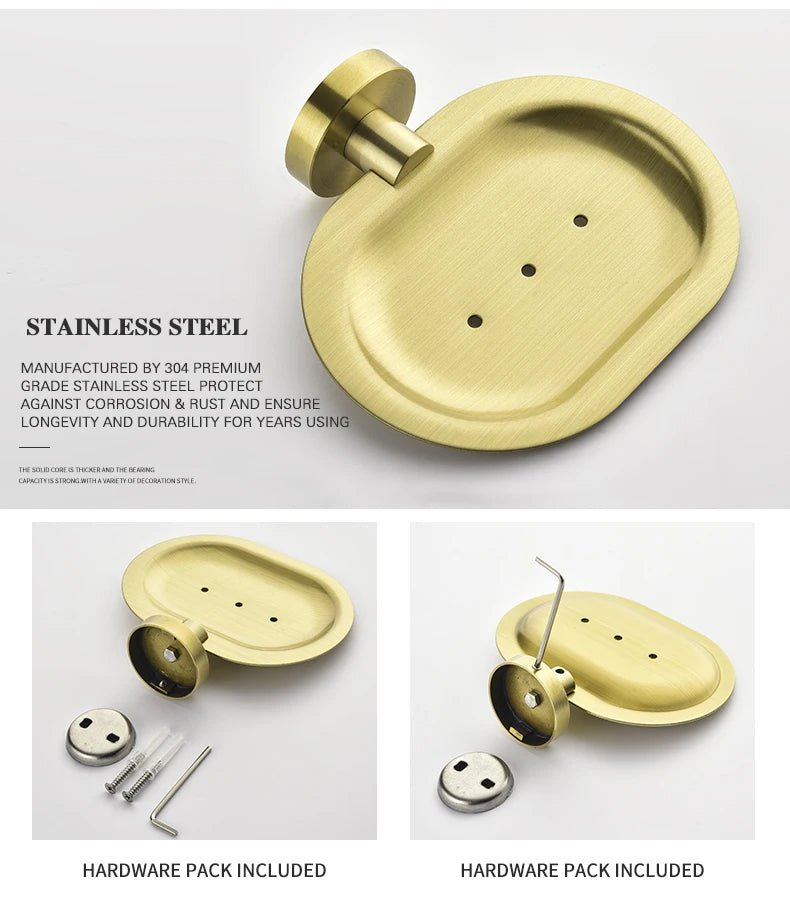 Gold Brushed Bathroom Hardware Set – Wall-Mounted Holders & Accessories
