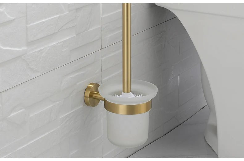 Gold Brushed Bathroom Hardware Set – Wall-Mounted Holders & Accessories