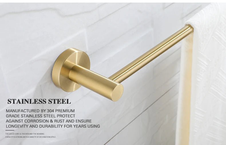 Gold Brushed Bathroom Hardware Set – Wall-Mounted Holders & Accessories