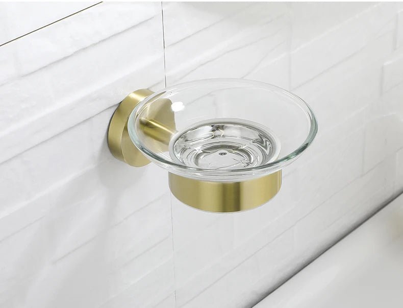 Gold Brushed Bathroom Hardware Set – Wall-Mounted Holders & Accessories