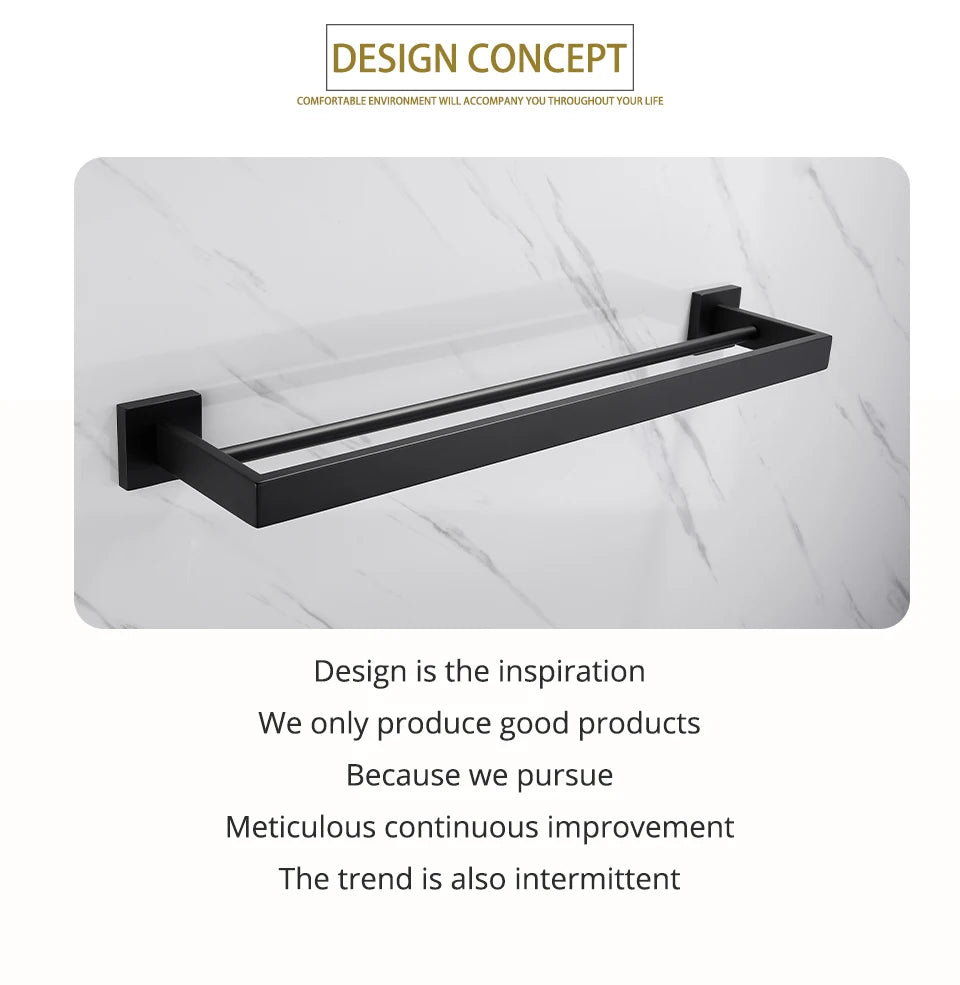 Matt Black Bathroom Hardware & Accessory Kit