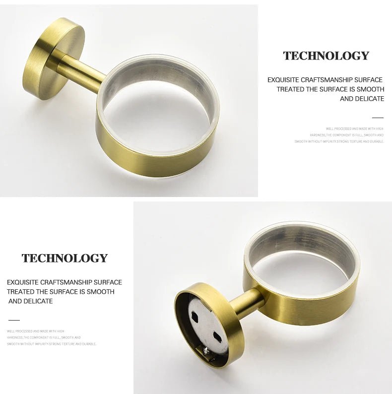 Gold Brushed Bathroom Hardware Set – Wall-Mounted Holders & Accessories