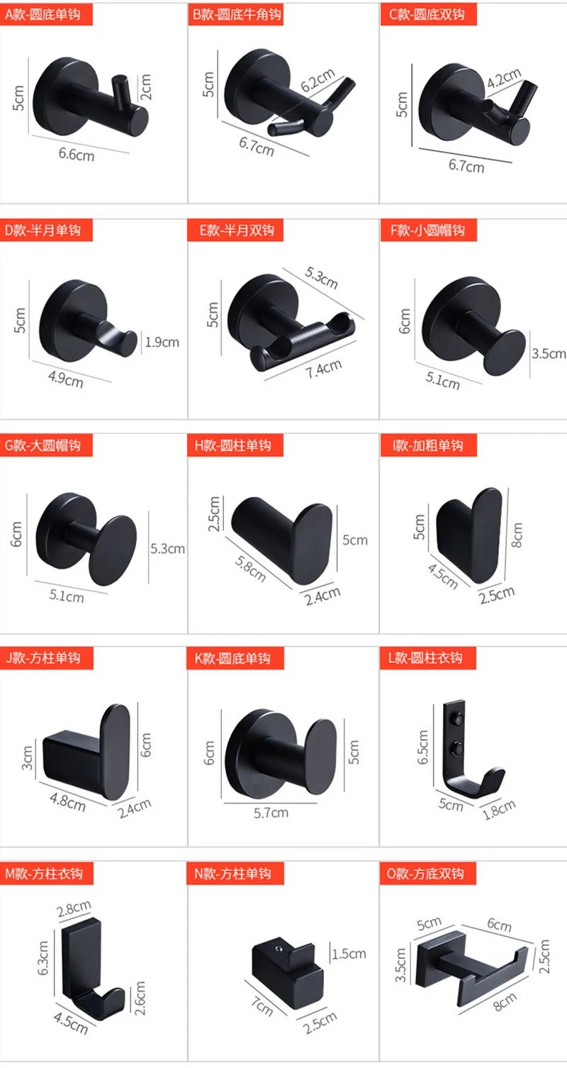 Black Stainless Steel Wall Hooks