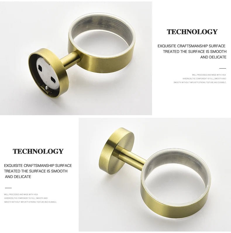 Gold Brushed Bathroom Hardware Set – Wall-Mounted Holders & Accessories