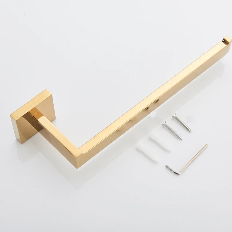 Matte Black Bathroom Accessories Set – Wall Shelf, Towel Rail, Hooks & Toilet Roll Holder