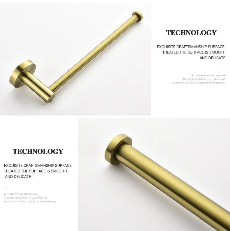 Gold Brushed Bathroom Hardware Set – Wall-Mounted Holders & Accessories