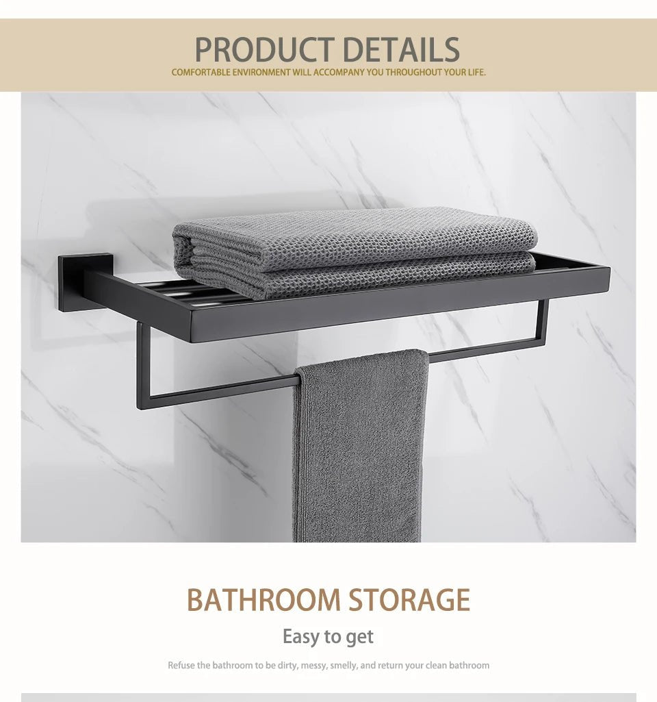 Matt Black Bathroom Hardware & Accessory Kit