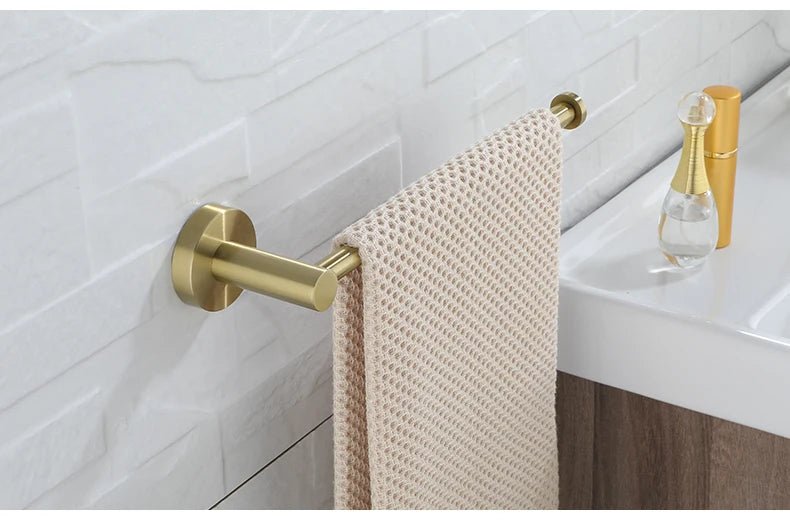 Gold Brushed Bathroom Hardware Set – Wall-Mounted Holders & Accessories