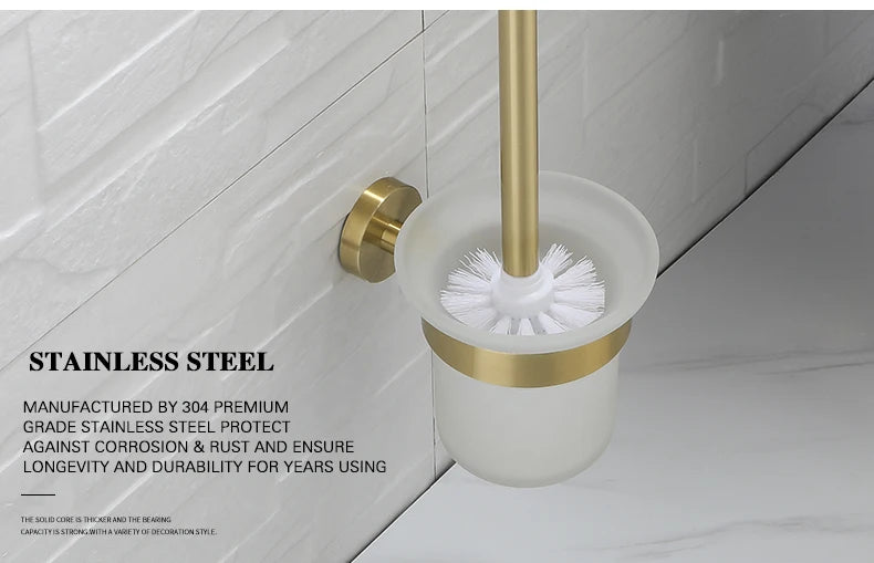 Gold Brushed Bathroom Hardware Set – Wall-Mounted Holders & Accessories