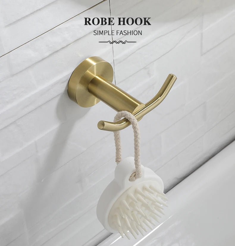 Gold Brushed Bathroom Hardware Set – Wall-Mounted Holders & Accessories