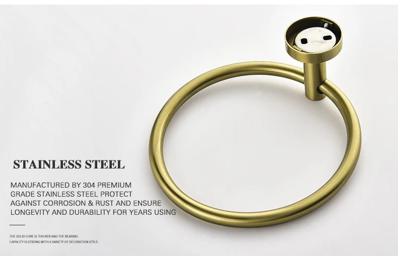 Gold Brushed Bathroom Hardware Set – Wall-Mounted Holders & Accessories