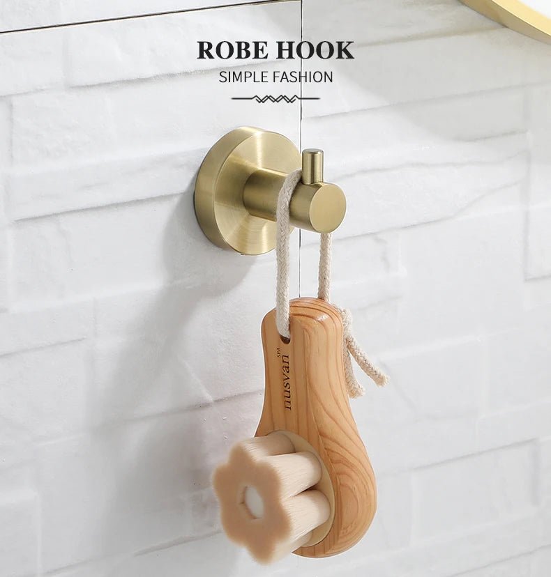 Gold Brushed Bathroom Hardware Set – Wall-Mounted Holders & Accessories