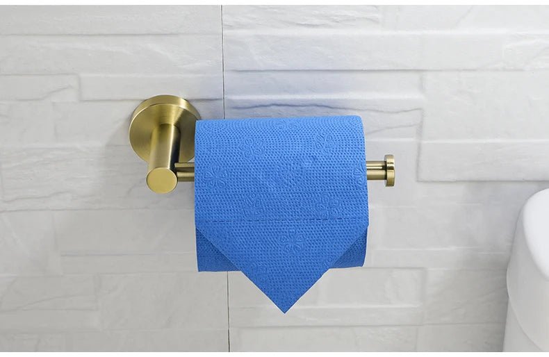 Gold Brushed Bathroom Hardware Set – Wall-Mounted Holders & Accessories