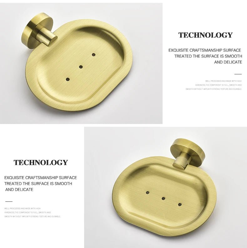 Gold Brushed Bathroom Hardware Set – Wall-Mounted Holders & Accessories