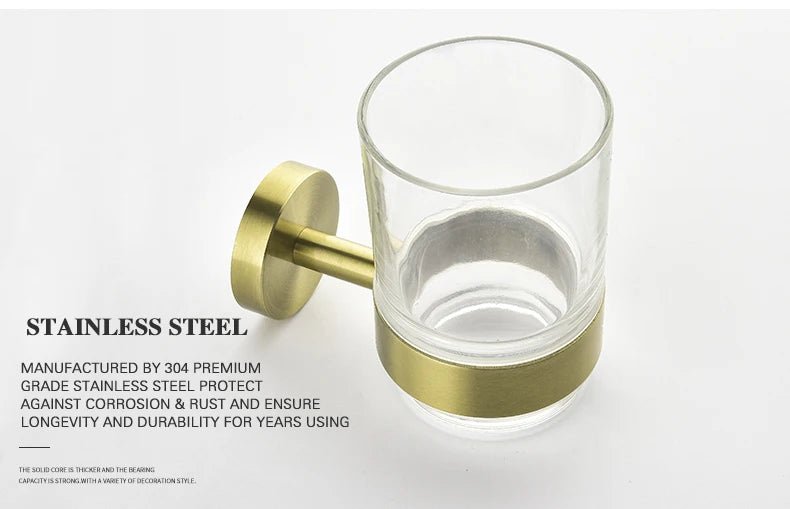 Gold Brushed Bathroom Hardware Set – Wall-Mounted Holders & Accessories