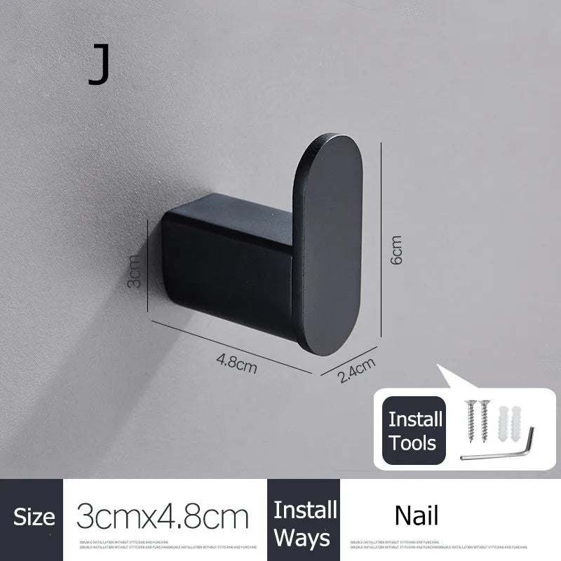 Black Stainless Steel Wall Hooks