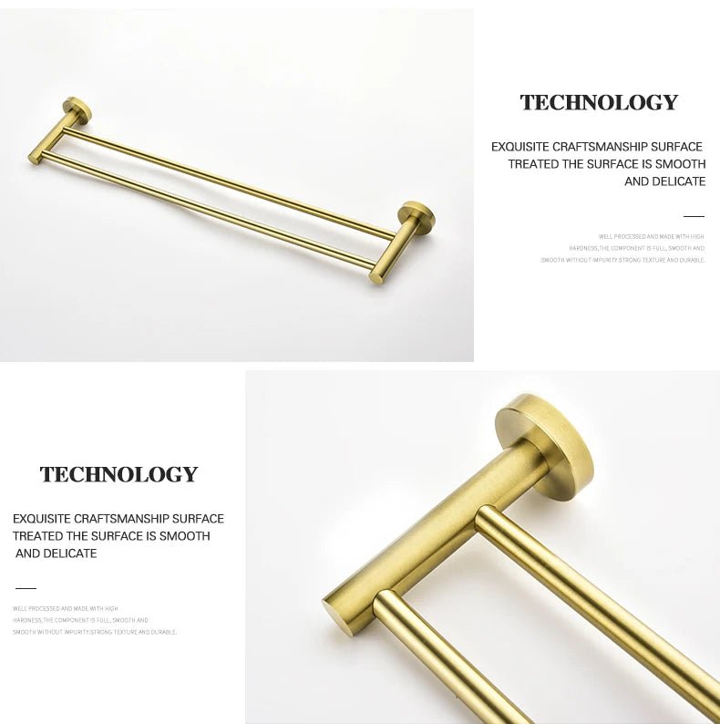 Gold Brushed Bathroom Hardware Set – Wall-Mounted Holders & Accessories