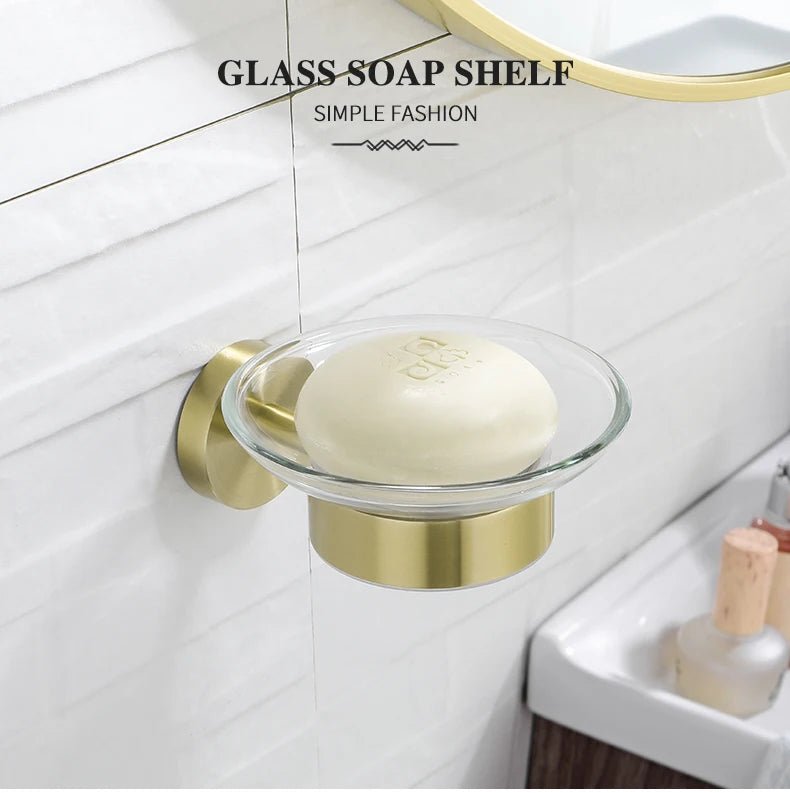 Gold Brushed Bathroom Hardware Set – Wall-Mounted Holders & Accessories