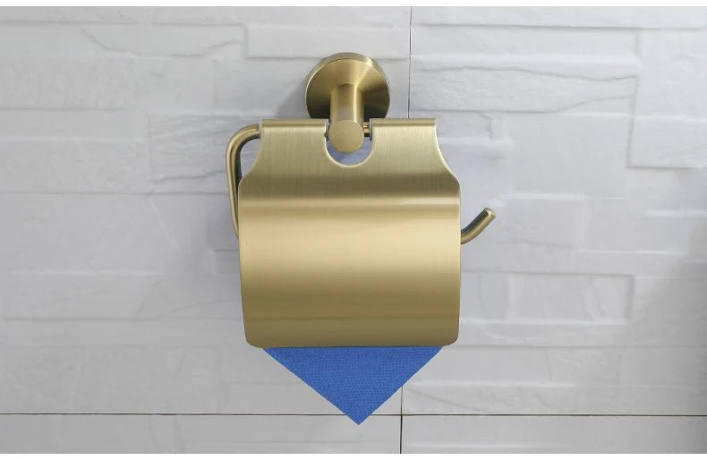 Gold Brushed Bathroom Hardware Set – Wall-Mounted Holders & Accessories