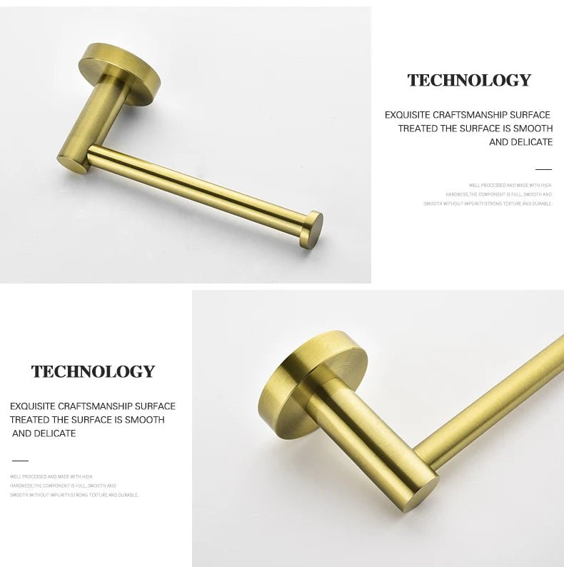 Gold Brushed Bathroom Hardware Set – Wall-Mounted Holders & Accessories