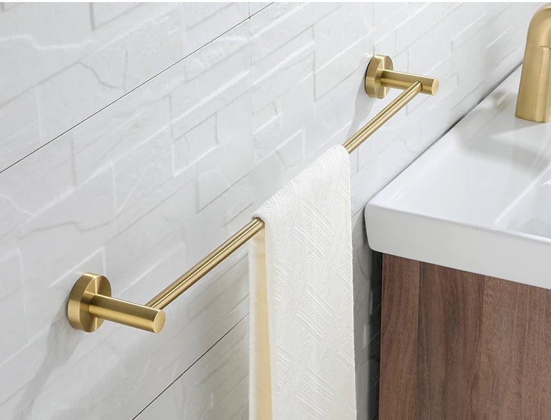 Gold Brushed Bathroom Hardware Set – Wall-Mounted Holders & Accessories