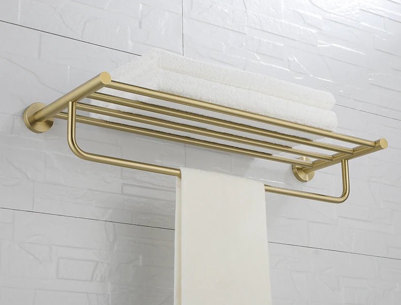 Gold Brushed Bathroom Hardware Set – Wall-Mounted Holders & Accessories