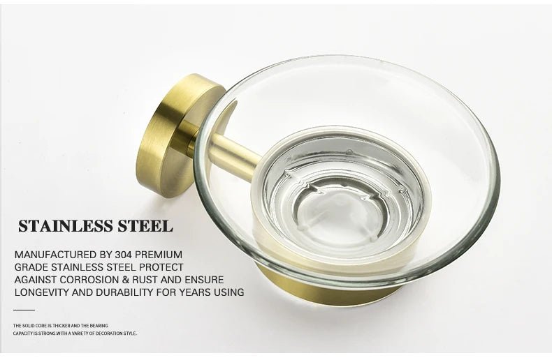 Gold Brushed Bathroom Hardware Set – Wall-Mounted Holders & Accessories