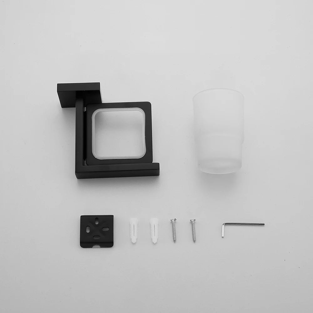 Matt Black Bathroom Hardware & Accessory Kit