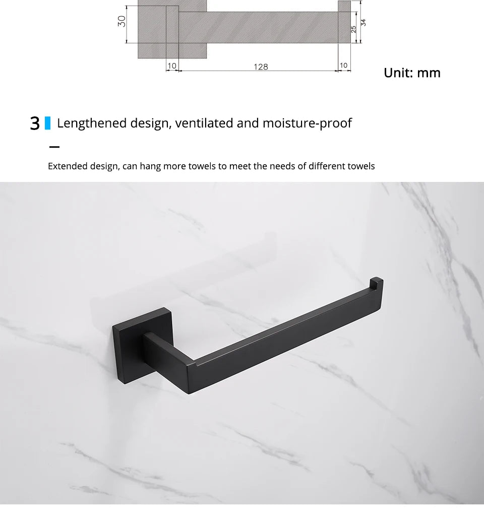 Matt Black Bathroom Hardware & Accessory Kit