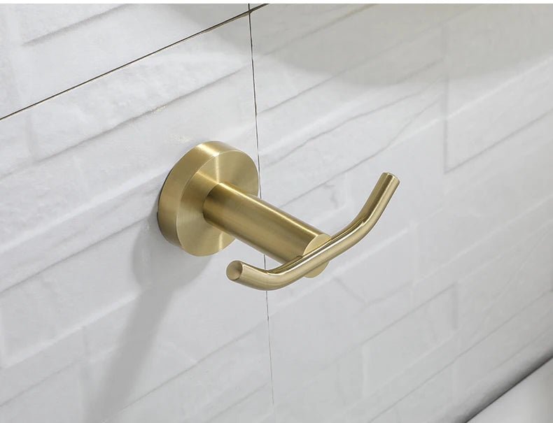 Gold Brushed Bathroom Hardware Set – Wall-Mounted Holders & Accessories