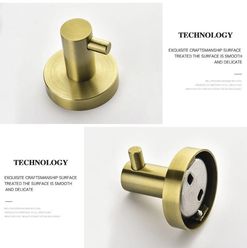 Gold Brushed Bathroom Hardware Set – Wall-Mounted Holders & Accessories