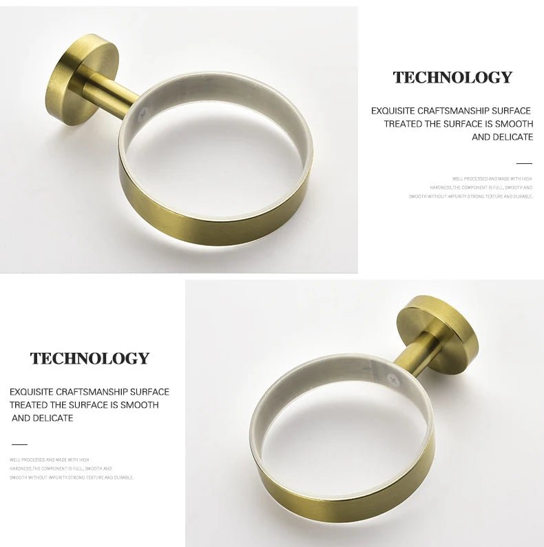 Gold Brushed Bathroom Hardware Set – Wall-Mounted Holders & Accessories
