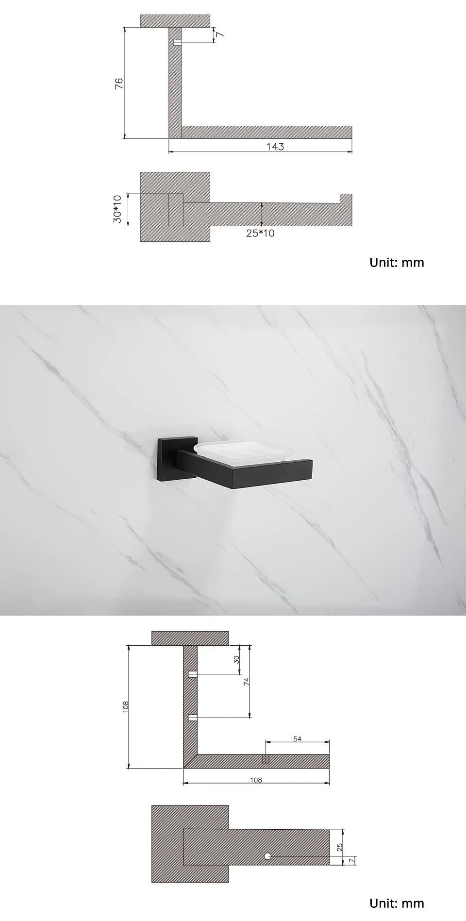 Matt Black Bathroom Hardware & Accessory Kit