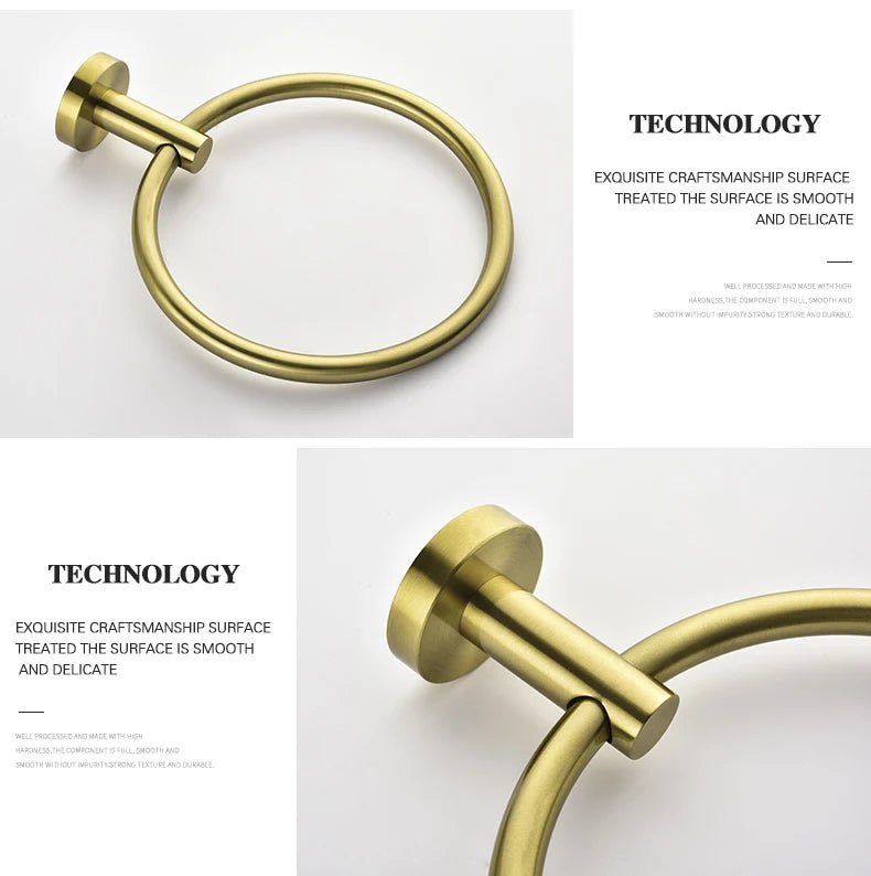 Gold Brushed Bathroom Hardware Set – Wall-Mounted Holders & Accessories