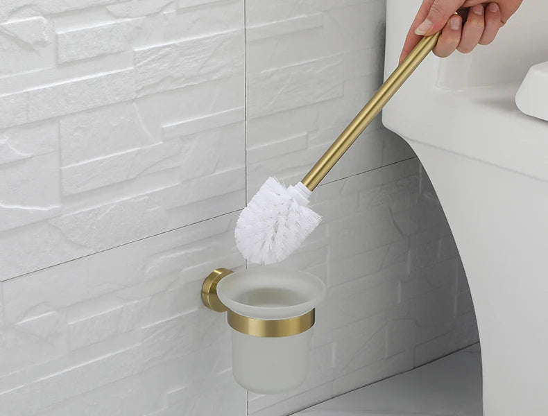 Gold Brushed Bathroom Hardware Set – Wall-Mounted Holders & Accessories