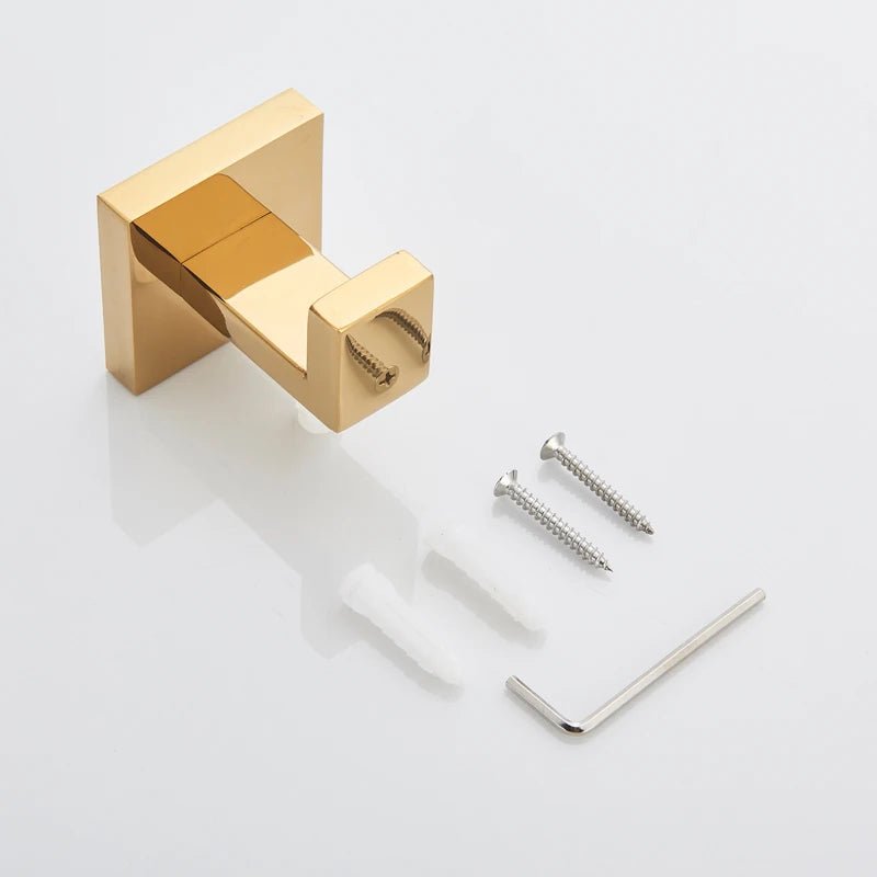 Matte Black Bathroom Accessories Set – Wall Shelf, Towel Rail, Hooks & Toilet Roll Holder