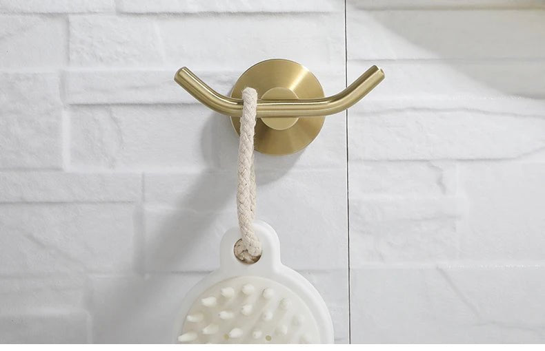 Gold Brushed Bathroom Hardware Set – Wall-Mounted Holders & Accessories
