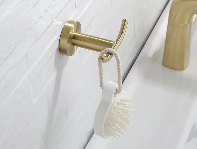 Gold Brushed Bathroom Hardware Set – Wall-Mounted Holders & Accessories