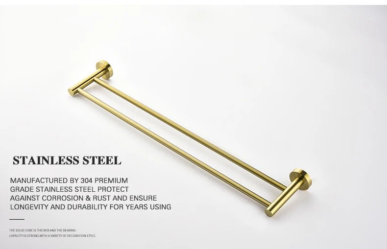 Gold Brushed Bathroom Hardware Set – Wall-Mounted Holders & Accessories