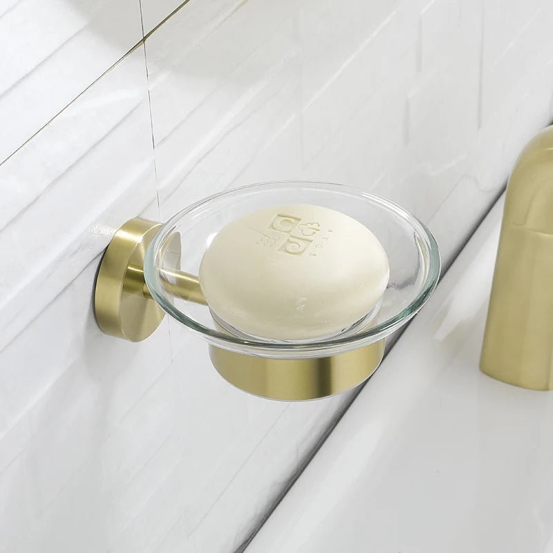 Gold Brushed Bathroom Hardware Set – Wall-Mounted Holders & Accessories