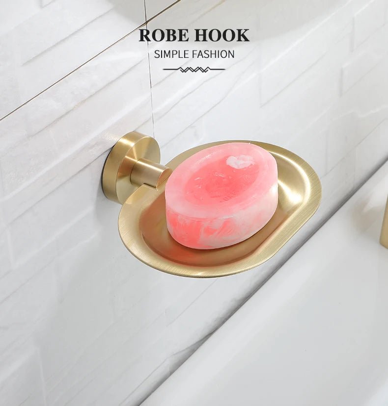 Gold Brushed Bathroom Hardware Set – Wall-Mounted Holders & Accessories